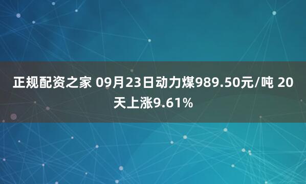 正规配资之家 09月23日动力煤989.50元/吨 20天上涨9.61%